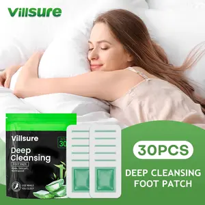 Villsure Deep Cleansing Foot Pads - 30 Natural Detox Patches with Aloe, Sea Salt, Tourmaline & Herbal Blend | Adhesive Foot Care to Improve Sleep, Relieve Fatigue, Cleanse Body & Mind | Bamboo Extract Foot Detox Sheets
