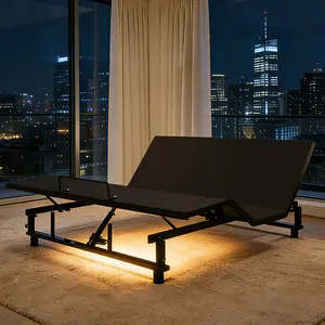 Adjustable Bed Base Frame King & Queen Size, Head and Foot Incline with Wireless Remote, Zero Gravity Quiet Motor, 4 USB Ports & Under-Bed Nightlight