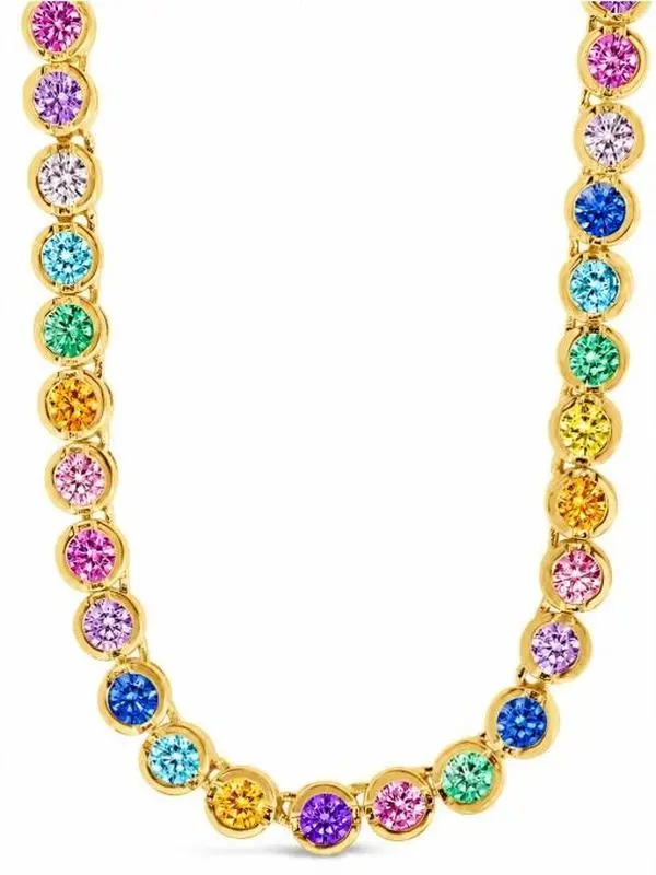 Helene Bezel Rainbow CZ Tennis Necklace