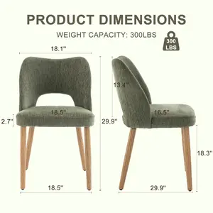 RIMIKING Upholstered Mid-Century Dining Chair with Wood Legs （ package of2 ）  3008