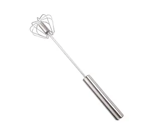 Semi-Automatic Stainless Steel Push Whisk – Hand Push Egg Beater Mixer for Eggs, Milk, and Cooking (10 Inch)