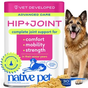 Native Pet Hip & Joint Advanced Care Dog Joint Supplement Powder for Mobility & Movement Support, Joint Supplement for Dogs with HMB, UC-II Collagen, Green Lipped Mussel & Hyaluronic Acid