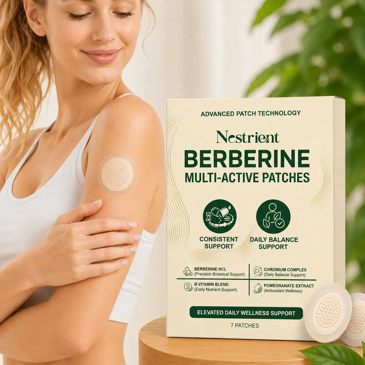 Nestrient Berberine Multi-active Nano Wellness Patches | 7 Patches in 1 Box, Support Daily Wellness