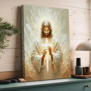 Jesus Canvas Wall Art Christian Cross Wall Decor Pictures God Painting Divine Mercy Poster Print for Church Prayer Room Living Room Decoration Religious Collectibles Religious Ornaments wall decor wall art posters poster
