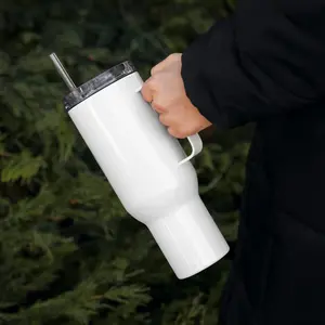 O.M.P. Logo Travel Mug with a handle
