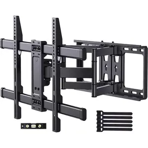 MountFTV Full Motion TV Wall Mount Bracket, Swivel Articulating TV Mount, Fits for 37-90 inch 4K Flat Curved TVs, Holds up to 132 lbs, Max 600x400mm,Fits 8″12″16″ Wood Studs
