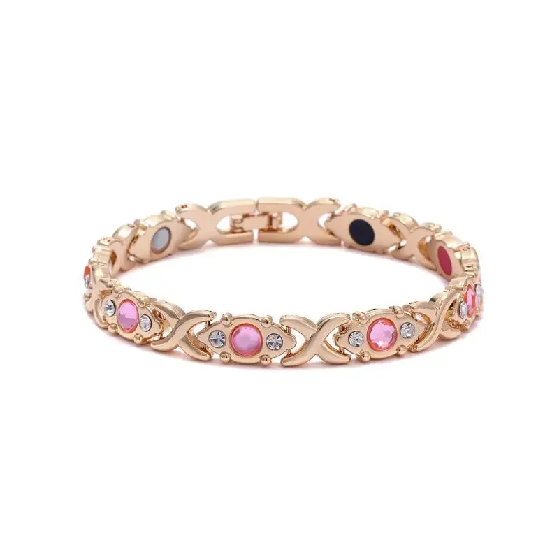 Veliora Gift S Energy magnet bracelet, eco-friendly alloy with diamonds, adjustable ladies' wristband,Adjustable Fit, Diamond Accent Wristband Adjustable Magnetic Healing Bracelet for Women Christmas Gift