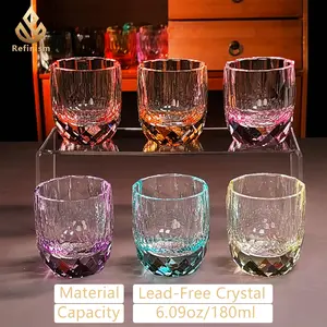2026 New Lead-Free Crystal Whiskey Glasses, Macaron Colors, Old Fashioned Rocks Glass - Wide Thick Base & Large Opening, Perfect Fathers Day, Birthday, Retirement Gifts for Men, Coworkers, Friends