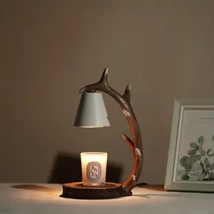 Deer Antlers Wax Melting Lamp, Handcrafted with Adjustable Brightness and Timer Function, Makes a Perfect Christmas Gift with 2 Bulbs