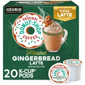 The Original Donut Shop Frosted Gingerbread Latte - Rich Creamy Coffee - Keurig K-Cup Pods - Holiday Coffee Flavor - Perfect Seasonal Latte - High Box Count