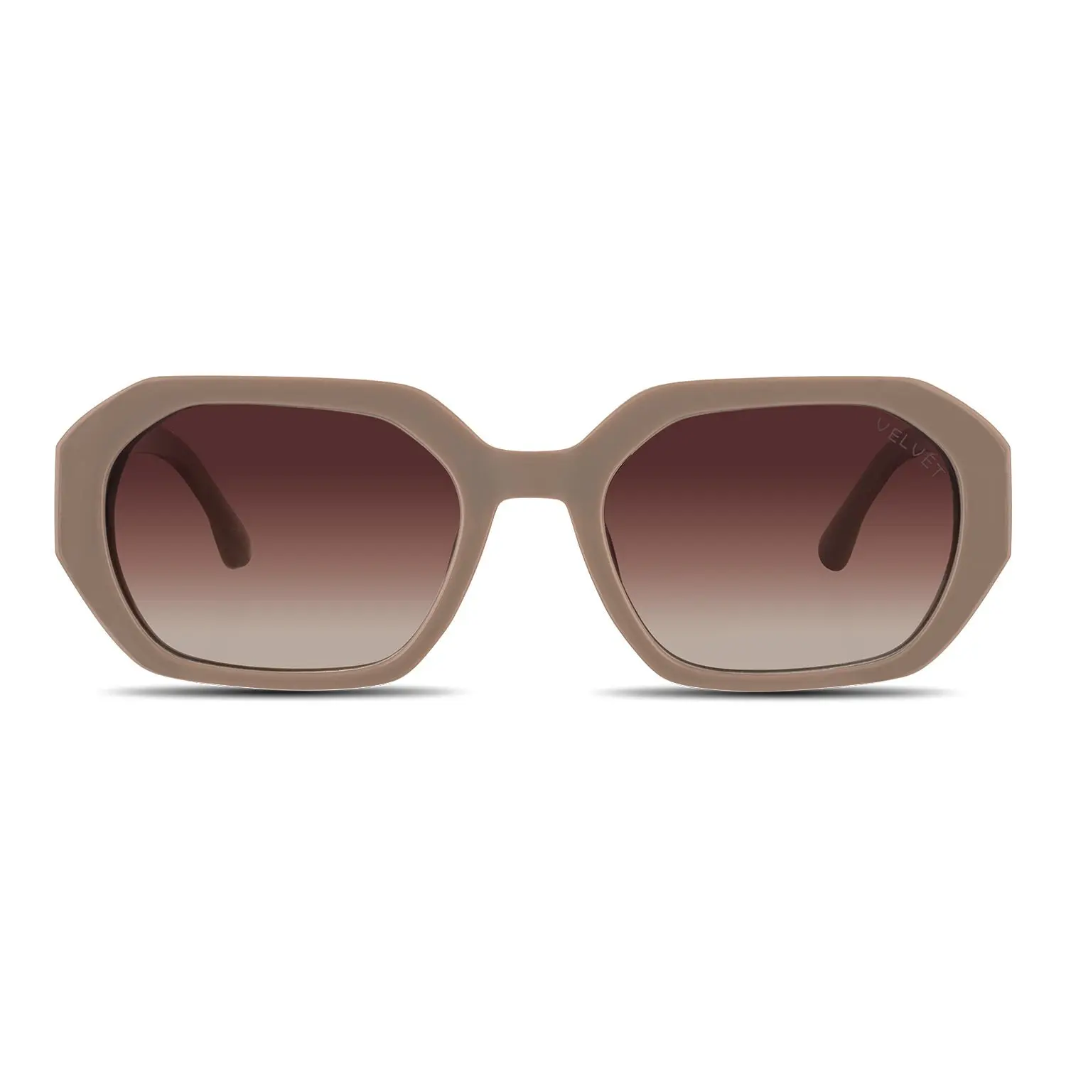 Velvet Eyewear Nina Sunglasses Beige Frame Brown Fade Lenses 100% UV Protection Women's Fashion