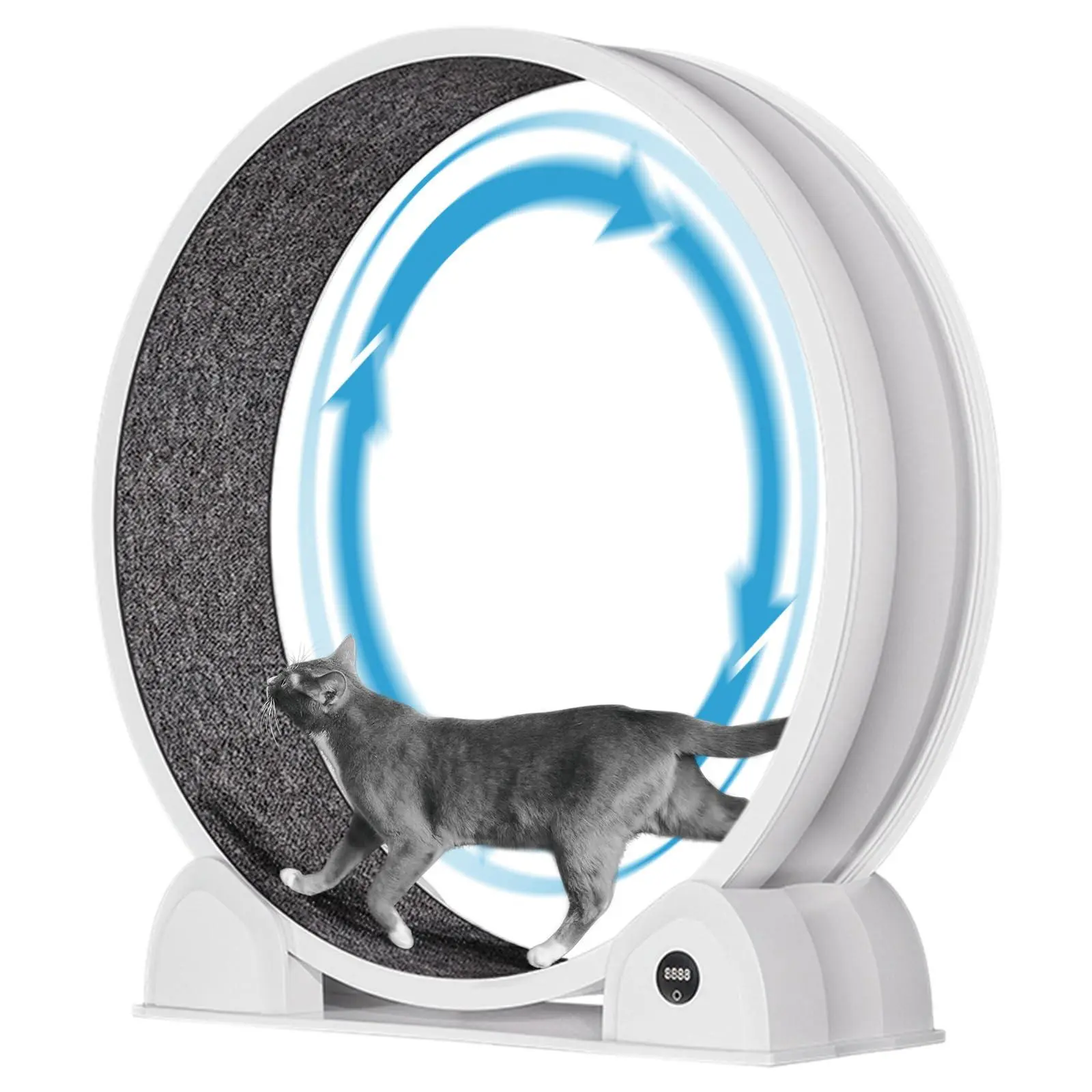 XL Cat Wheel 103 cm with Pedometer and Scratching Board - Super Quiet Balance Bike for Large Cats up to 12 kg, Removable Carpet,White