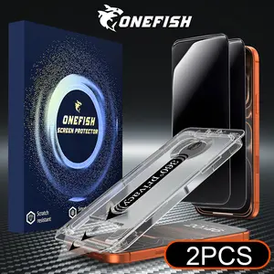 ONEFISH 360° Privacy Screen Protector 2 Pack for iPhone Scratch-Resistant Ultra-Smooth Touch Electroplating Oleophobic Layer Easy Installation