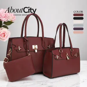 AboutCity 3-Piece Women Handbag Set, Fashion Elegant Vegan Leather Working Bag for Office Lady, Mother's Day Gift