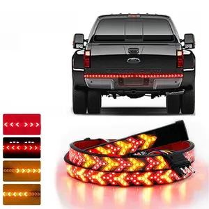 Fishbone-Shaped LED Tailgate Light Bar, 59-Inch LED Tailgate Lights, Brake, Running and Sequential Turn Signal Strip Strobe Light Bar for Truck, Pickup, SUV and RV, Car Light Accessories