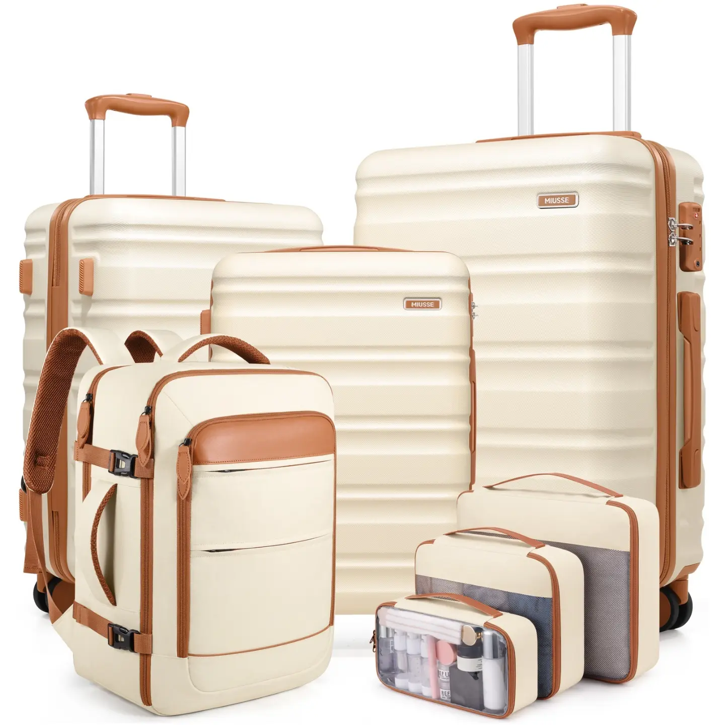 UKEIN 7-Piece Textured Hardside Luggage Set, Lightweight Rolling Suitcases (20/24/28") with Spinner Wheels, TSA Lock, YKK Zippers & Built-in Organizer, Lightweight Rolling Luggage,back to school shopping, Bag Organization tiktokshopbacktoschool