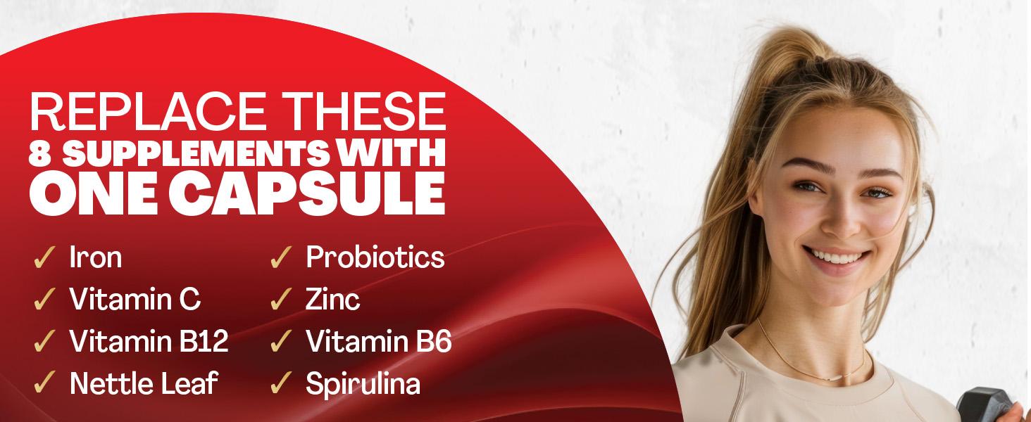 Zoyava Iconic-Iron Supplement - Women's Menstrual Cycle Support - with Iron, Probiotics, Vitamin B6 + B12 & 10+ Extra Strength Ingredients - 60 Capsules - Made in USA Zoyava Iconic-Iron Supplement - Women's Menstrual Cycle Support - with Iron, Probiotics, Vitamin B6 + B12 & 10+ Extra Strength Ingredients - 60 Capsules - Made in USA