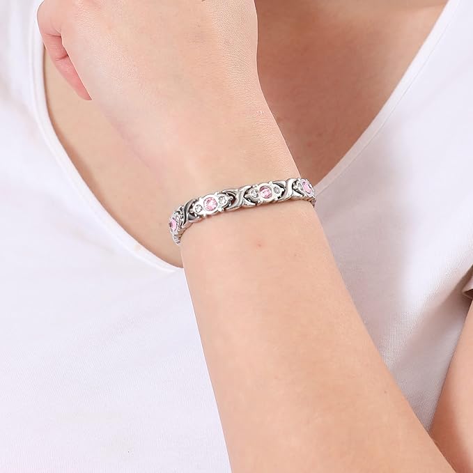 Energy Magnet Bracelet Eco-Friendly Alloy with Diamonds Adjustable Women's Wristband