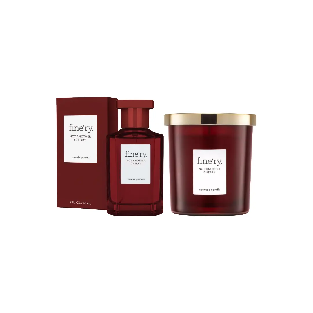 fine'ry Not Another Cherry & Rose Turkish Fruit Floral Fragrance Scent Blend Bundle - 60ml EDP Perfume, 7oz Home Decor Aroma Candle