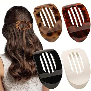 4pcs Amber Solid Color Hair Clip for Women, No Trace Flat Large Hair Clip, Elegant Minimalist Frosted Solid Color Hair Clips for Daily Wear