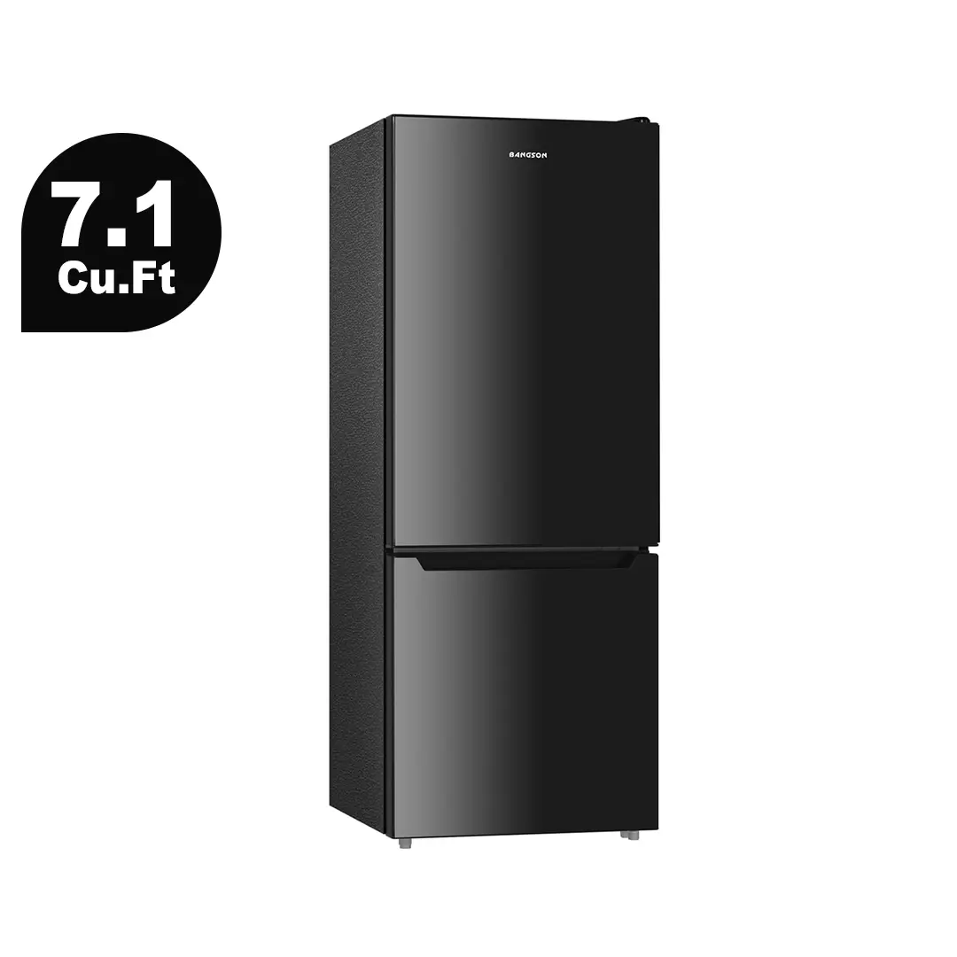 BANGSON 7.1 Cu.ft Retro Dual Door Bottom Freezer Fridge - Double-Compartment Fridge-Freezers, Energy Saver, Temperature Control, Medium Apartment Size, Adjustable Thermostat, Quiet, Built-in LED Light (Black,Silver,White,Red), Dual Door Fridge-Freezers ti