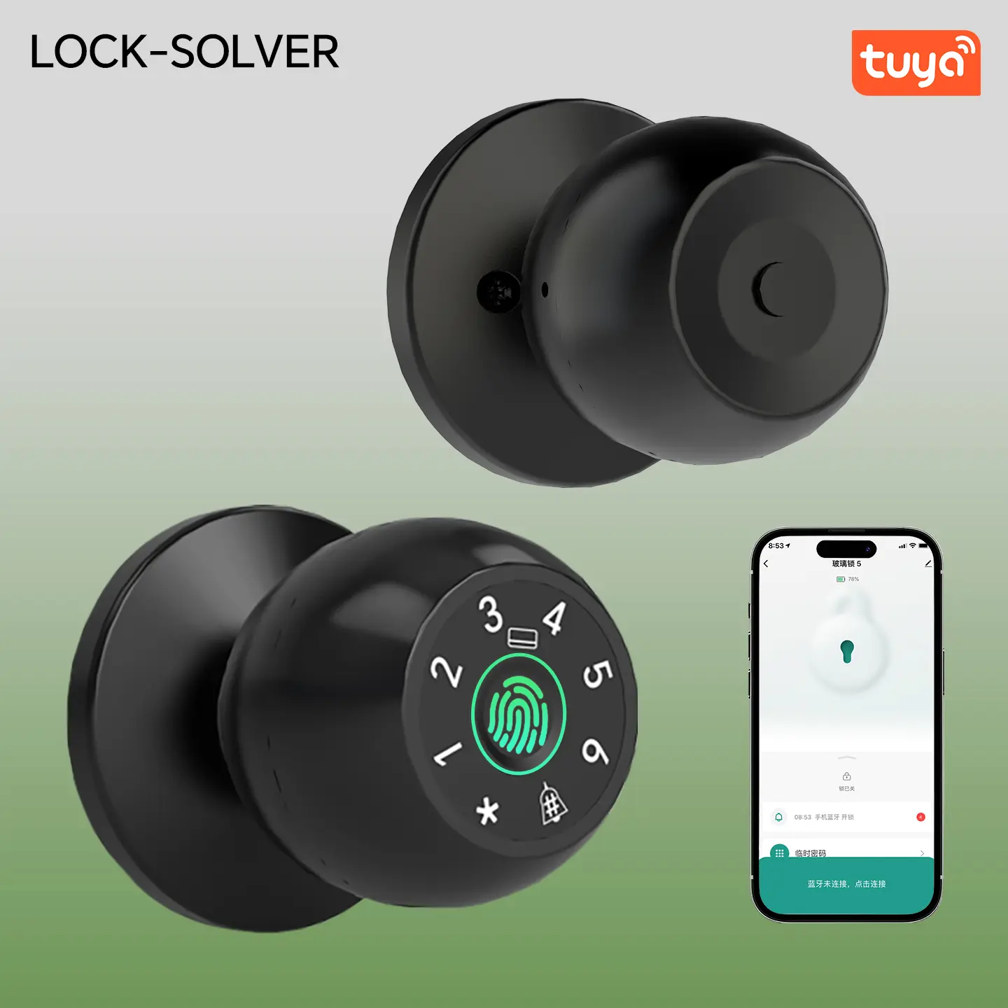 Digital Lock Smart Door Knob - Keypad Backup Entry, Fingerprint Access, Keyless Convenience, Smart Home Gadget for Office & Room, Door Security Hardware app