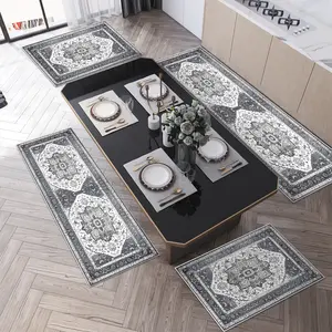4 Piece Boho Kitchen Rug Set with Runner Non Slip Washable Kitchen Mats for Floor Thick Kitchen Runner Rugs for Hallway Laundry Holiday Decor