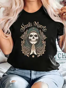 Santa Muerte Devotional T-Shirt – Sacred La Santa Muerte Art Tee