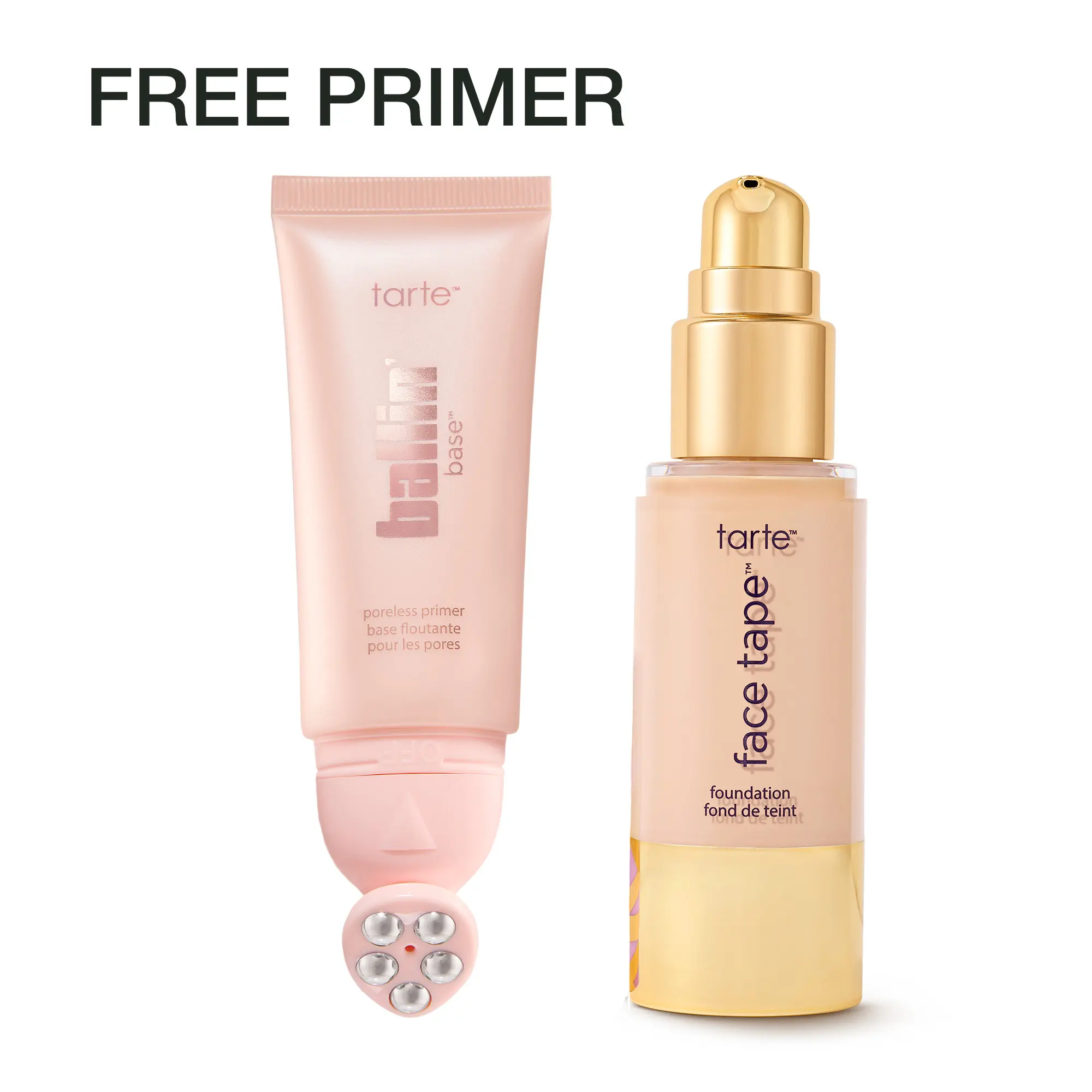 tarte face tape foundation & ballin’ base poreless primer duo - full coverage foundation + FREE 24hr pore blur matte primer