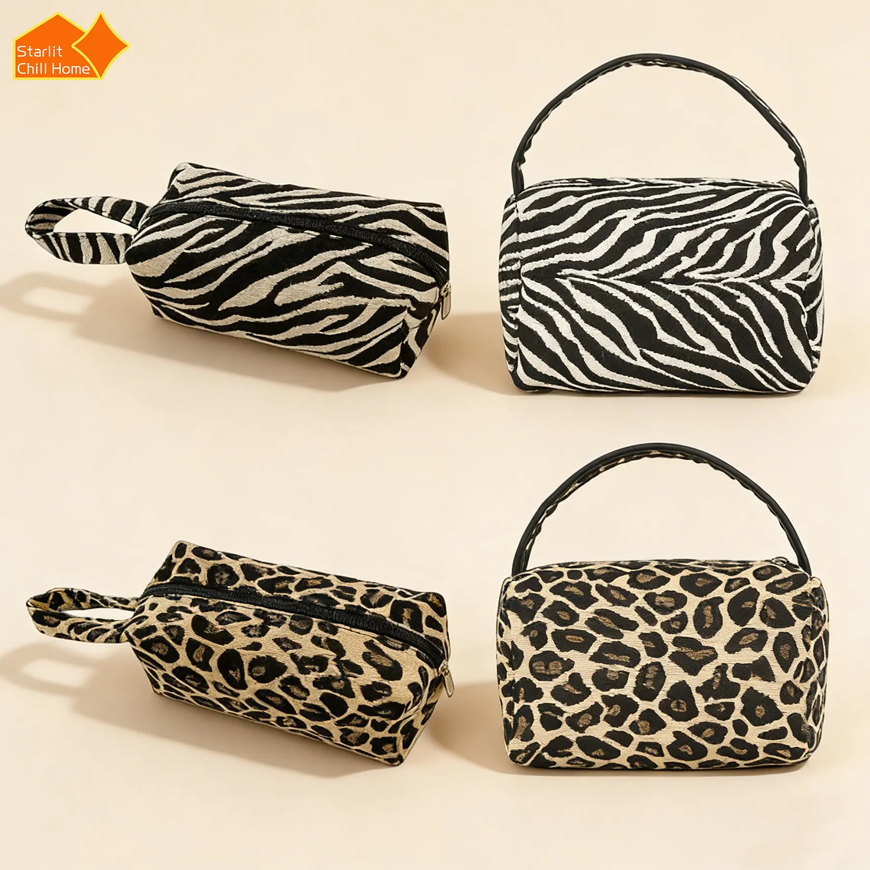 Trendy Animal Print Makeup Bag Portable Travel Cosmetic Pouch storage organizer Premium Fabric Smooth Zipper for Daily & Travel Use Organiser large capacity travel makeup bag