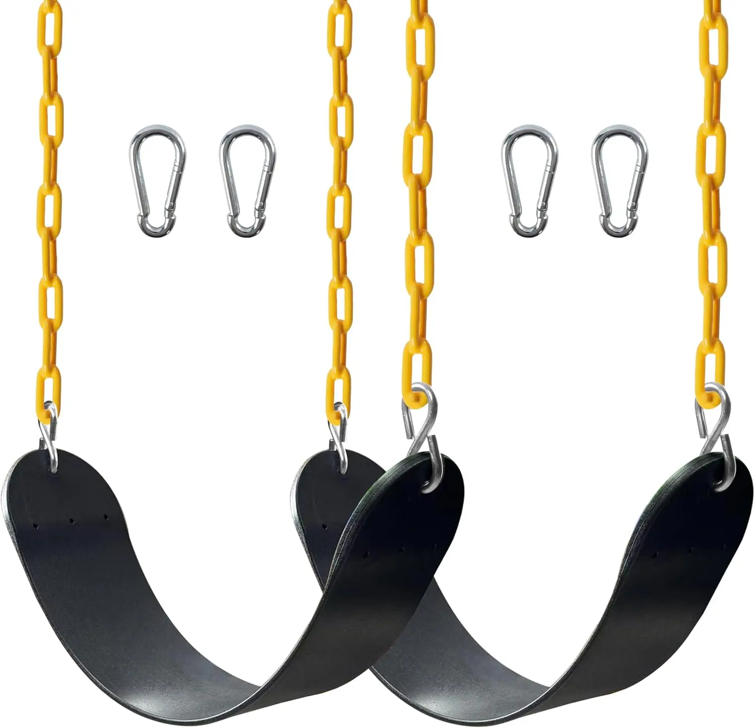 [DealsForYouDays] 2PCS Swings Seats Heavy Duty with 66" Chain, Playground Swing Set Accessories Replacement with Snap Hooks, Support 250lb Resin