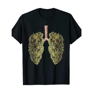 Men's Cotton Graphic Tee - Fun Weed Lung Print, Crew Neck, Short Sleeve - Casual & Stylish T-Shirt for Casual Attire