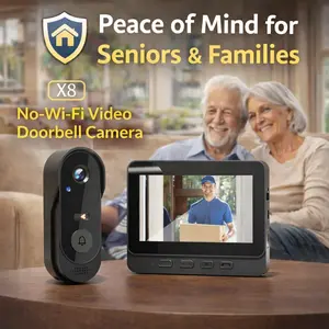 X8 No Wi-Fi Video Doorbell Camera for Home Security | Night Vision | Two-Way Privacy Intercom | Rechargeable