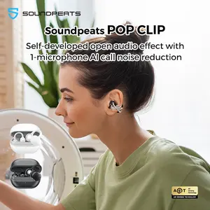 SoundPEATS POP Clip Bluetooth 5.4 Ear Clip AI ENC Multipoint Connection Game Mode Fast Charging IPX5 30H Playtime Open Wireless Earphones Bluetooth Earphones Wireless Earbuds Earphones