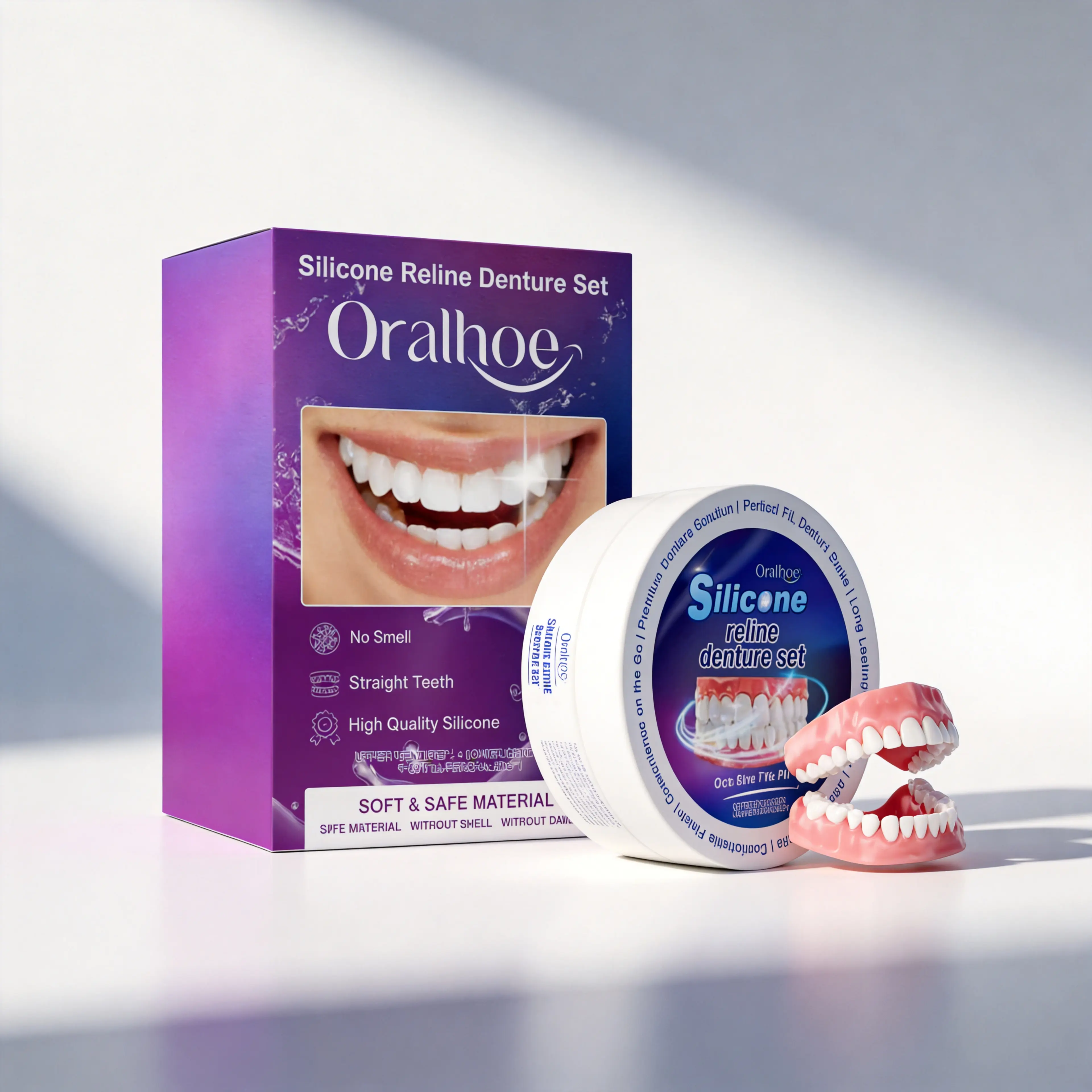 Instant Smile Denture Kit with Unscented Thermal Gel Adhesive for a Perfect Fit and Natural Looking Teeth, Oral, Natural, Comfy Wear, Smile Upgrade, Hot Water, Transparent, Manual, Pva Polymer, Single Box, 1 Set