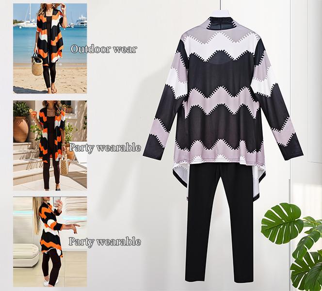 Women's Casual Three-piece Set Block Open Front Top Solid Color Cami Top & Matching Pants Outfits Uws041-Bk Summer Clothing Suits for Effortless Style - Womenswear