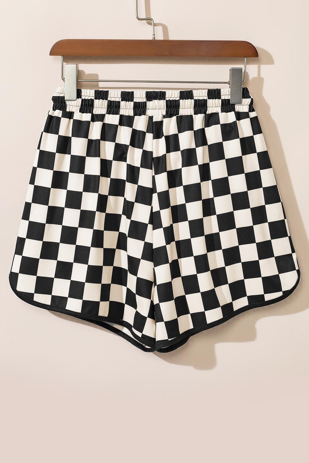 Mntaor Women's 2025 Checkered Drawstring Elastic Waist Casual Summer Shorts - Fitted Style with Adjustable Fit for Comfortable Outfit Mntaor Women's 2025 Checkered Drawstring Elastic Waist Casual Summer Shorts - Fitted Style with Adjustable Fit for Comfortable Outfit