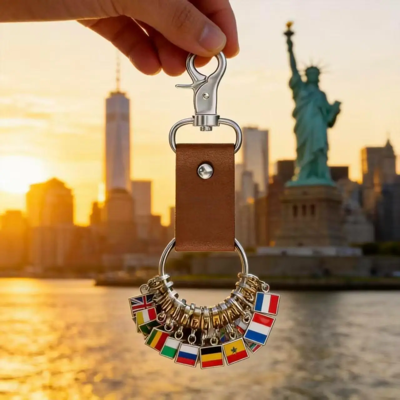 Cute Alloy Mini Key Charms Multipack Keychain - Flag Design, Affordable Bridesmaid Gift, Festive & Party Favor, Car/Handbag Hanging Ornament, Special Occasion Souvenir