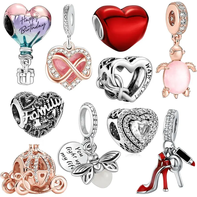 Women's 10-Pack Mixed Design Charms & Pendants, Hypoallergenic Tarnish-Proof Alloy Steel, Durable Fashion Accessory, Decorative Charm Gift for Personalized Bracelets, Accessories For Women, Tarnish Free, Makeup, Hypoallergenic Steel, Turtles, Metallic