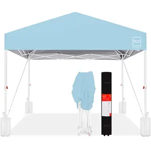 Best Choice Products 12x12ft Easy Setup Pop Up Canopy w/ 1-Button Setup, Wheeled Case, 4 Weight Bags