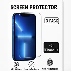 iPhone 13 Screen Protectors 3-Pack Crystal-clear HD Display Scratch & Crack Resistant Bubble-free Install Case-friendly Design Perfect Fit for Everyday Use