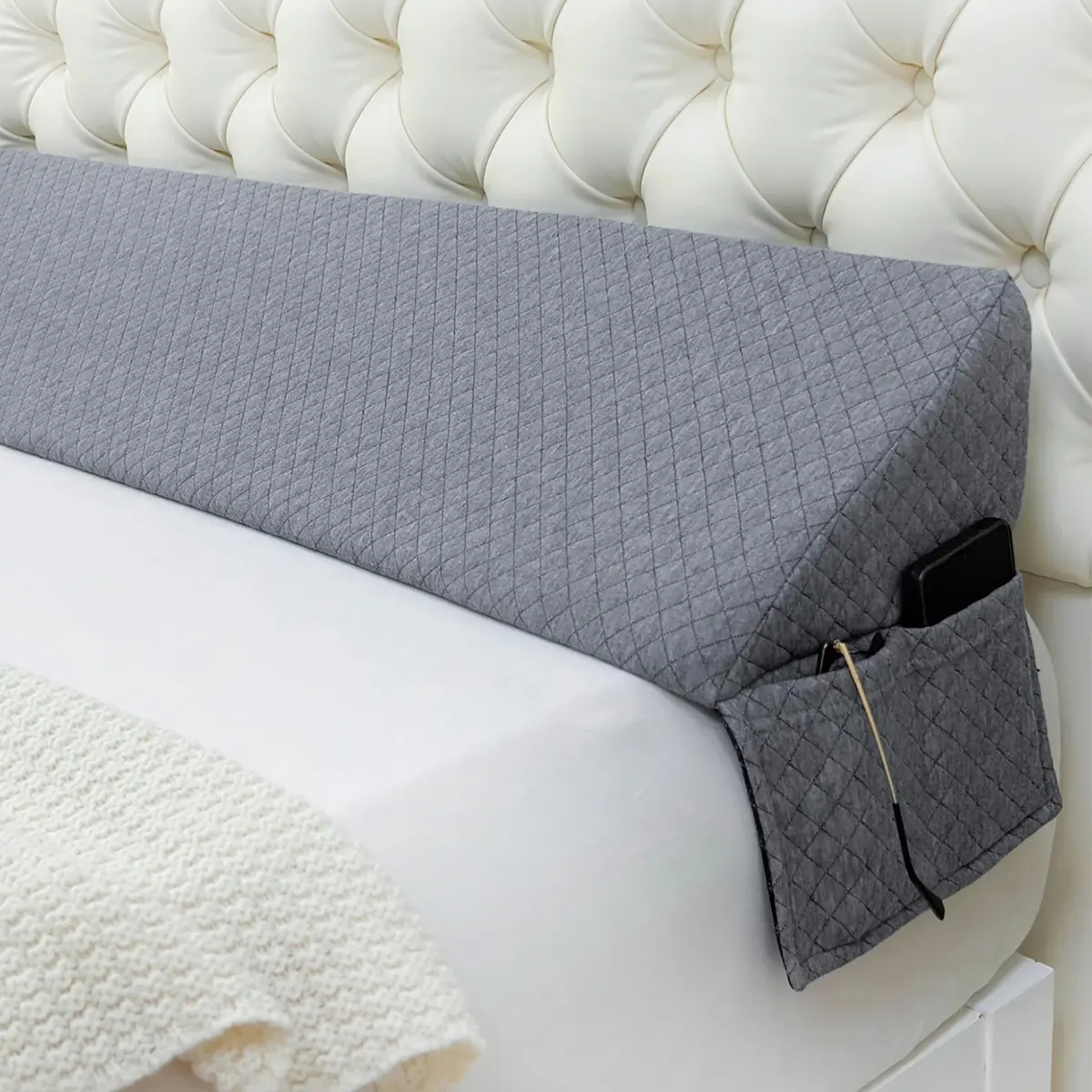 Triangle Bed Rest Pillow Triangular Reading Pillow for Bed Back Support Fills the Gap between Headboard and Mattress or Wall from 0-7 Inches Bed Wedge, Mattress Gap Filler, Bloster Pillow Wedge,Contoured Supportive Sleep Reading accessories