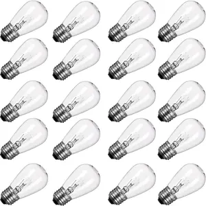Minetom 20Pack S14 Replacement Light Bulbs - 11 Watt Warm Incandescent Edison Light Bulbs with E26 Medium Base for Commercial Grade Outdoor Patio String Lights