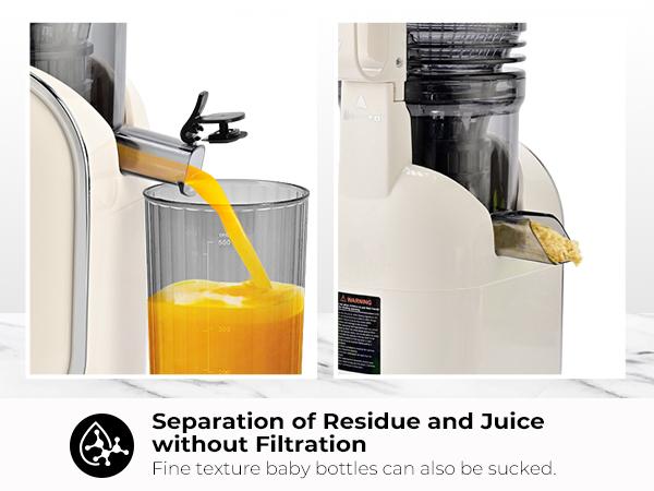 SUSTEAS Cold Press Juicer 5.3" Wide Chute for Whole Fruits High Yield Easy Clean Springtok Steel with Large Hole & Small Hole Filters Portable Blender Cups