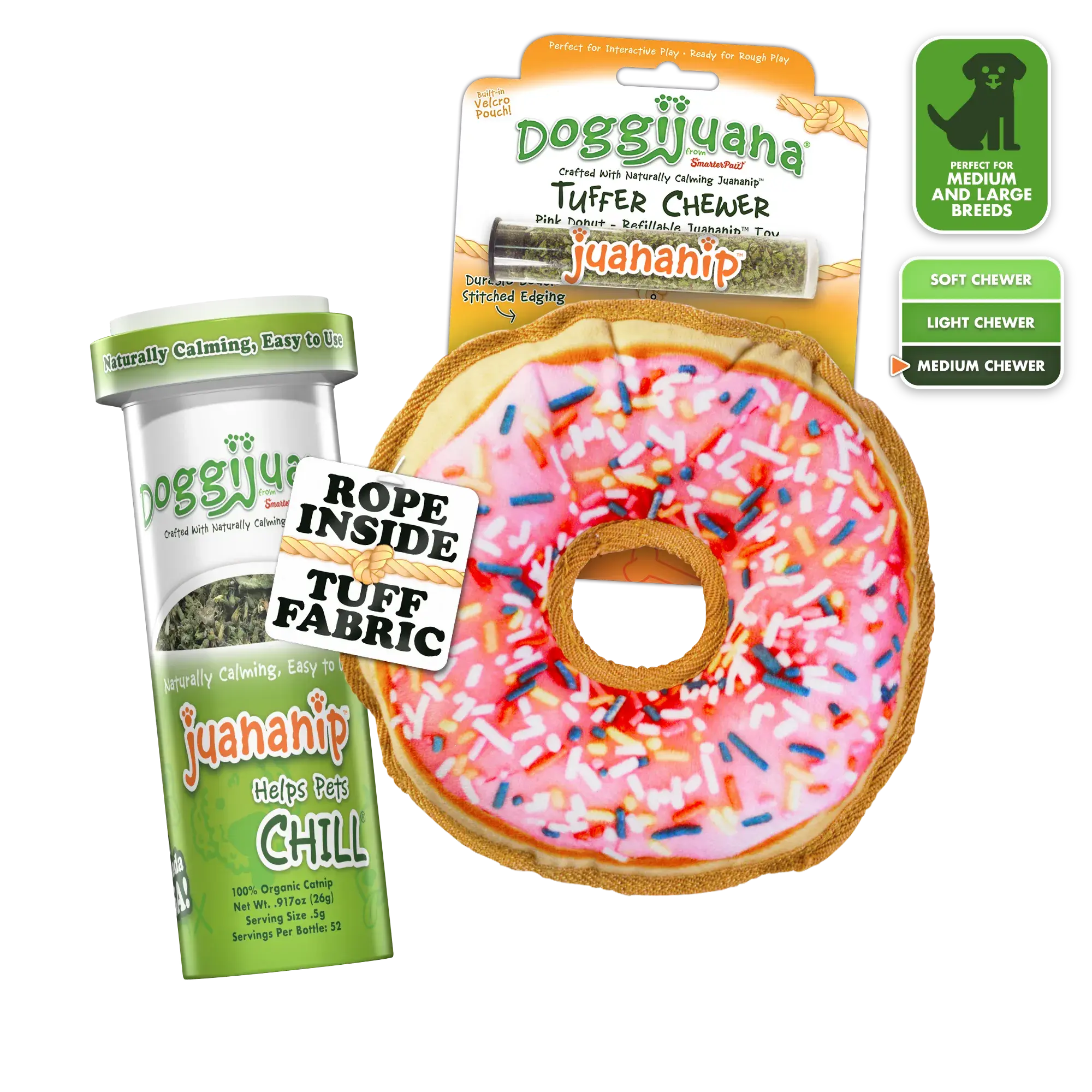 Tuffer Chewer Doggi Duo Bundle - Pink Donut & Juananip
