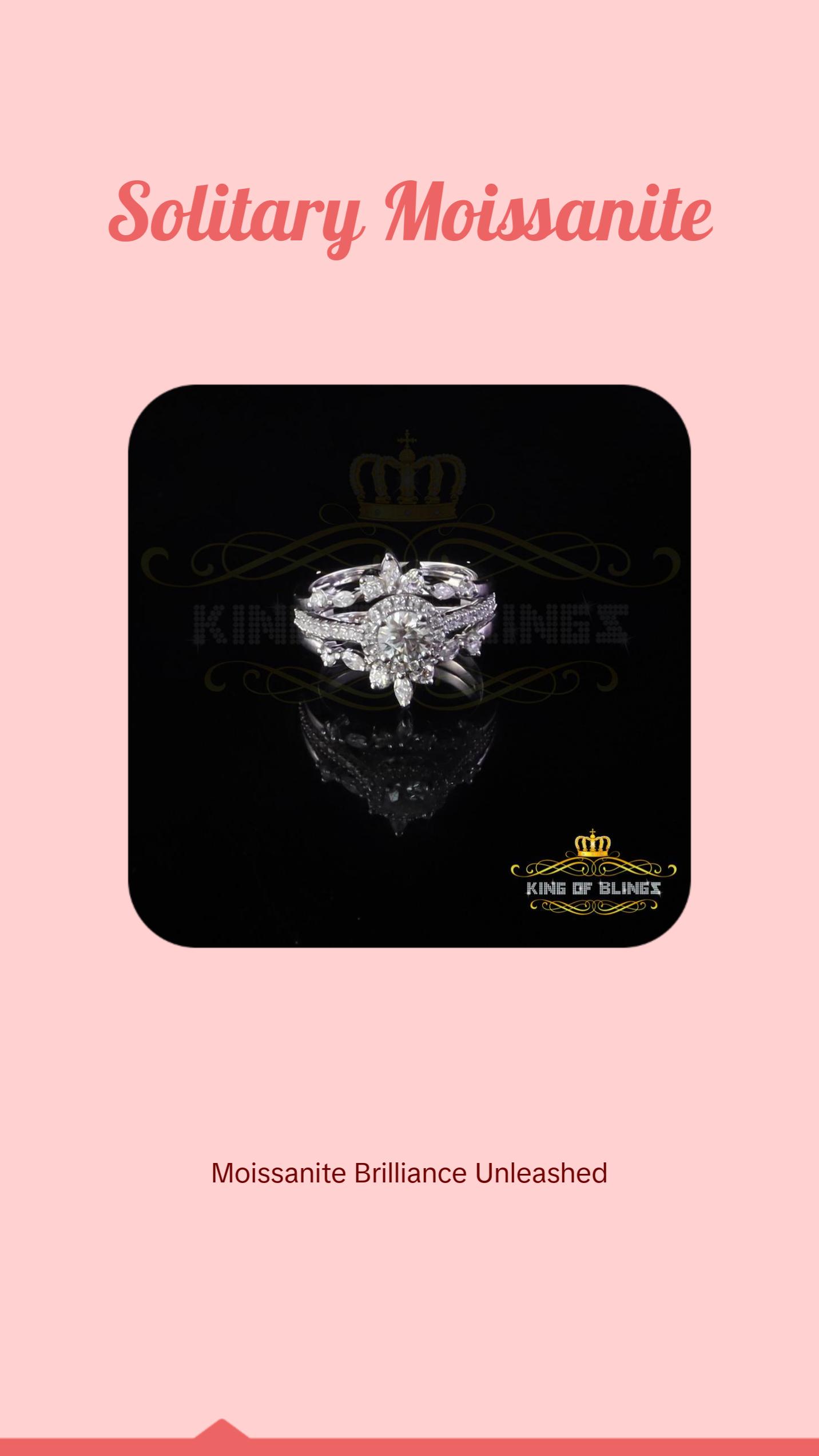 King Of Blings Solitaire Enhancer Guard Wrap Ring Insert 1.66ct Moissanite 925 White Silver King Of Blings Solitaire Enhancer Guard Wrap Ring Insert 1.66ct Moissanite 925 White Silver