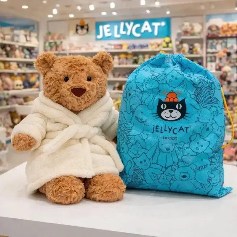 Official Jellycat Bartholomew Bear Bathrobe Outfit Plush Toy - Cute Soft Stuffed Teddy Bear Plushie with Cream Robe, Gift for Kids Girls Boys, Room Decor, Collectible