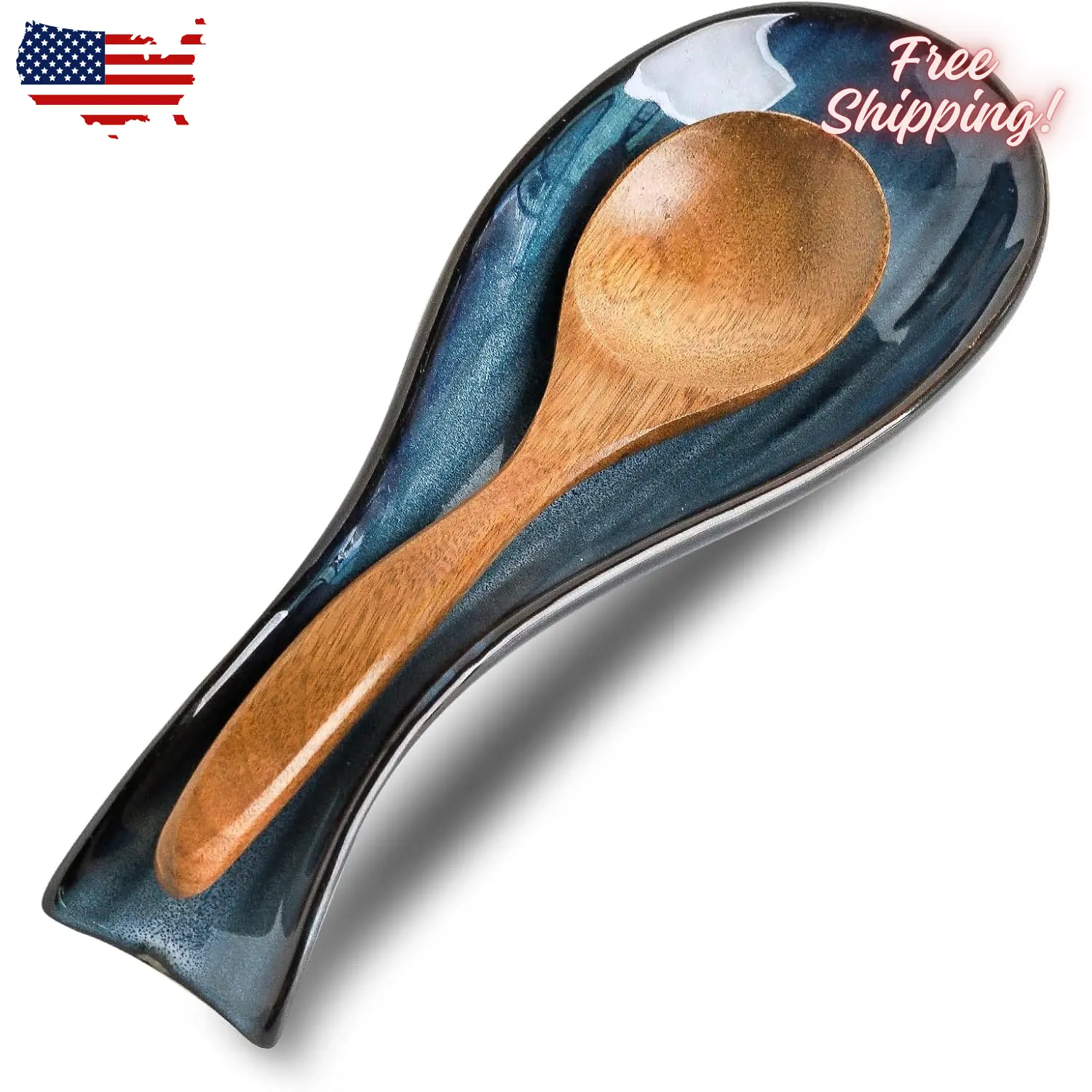 Ceramic Spoon Rest for Stove Top,Large 8.7 Inch