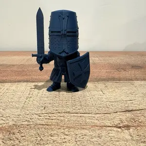 An Invincible Warrior 3D - Blue Knight with Sword and Shield Collectible Figure