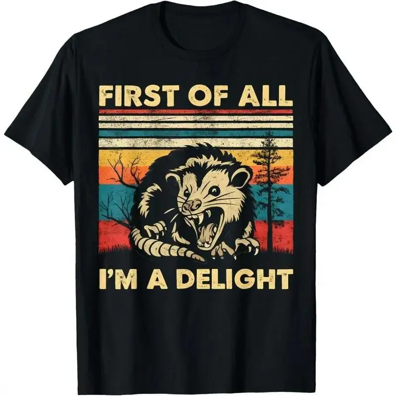 100% Cotton Of All I'm A Delight Sarcastic Angry Opossum Possum T-Shirt, Small, Black